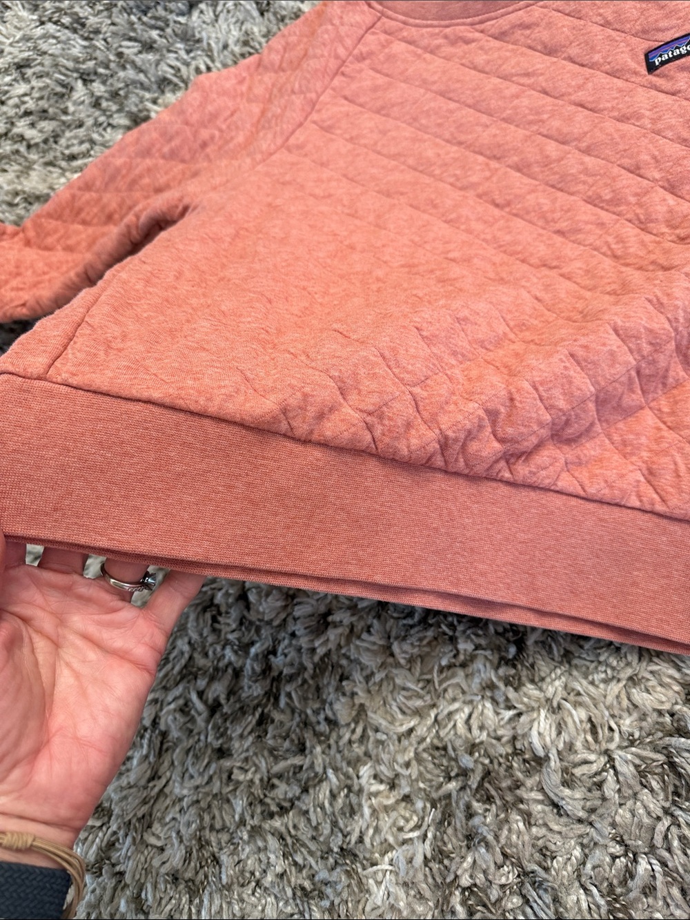 Patagonia Women's Quilted Crewneck Sweatshirt - Rusty Rose - Picture 5 of 5
